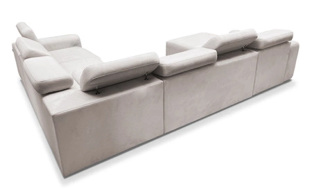 Rohová pohovka s funkcí spaní Cantare VIII Lux slonové kosti levá designová sedačka s elektricky zvedanou opěrkou nohou