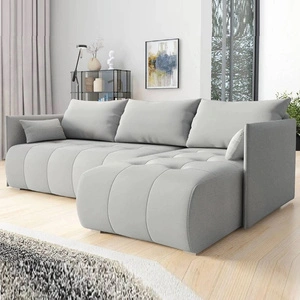 Rohová pohovka s funkcí spaní Selva světle šedá univerzální rohová pohovka s úložným prostorem na lůžkoviny z odolné tkané látky