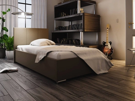 Čalouněná postel Lugo 90x200 tmavě béžová s čelem v moderním stylu ideální do pokoje pro mladé nebo malé ložnice