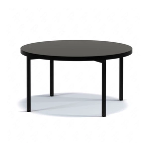 Kulatý konferenční stolek 80 cm Sampi černý lesklý nadčasový design masivní kovová podnož ideální stolek do každého prostředí