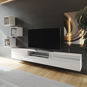 Sarti nábytek bílá / bílý lesk stylový design funkční mediální koutek v mimořádně moderním stylu