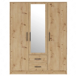 Zrcadlová skříňka Caspe 150 cm dub řemeslný moderní design povrchová úprava ABS a černé úchytky