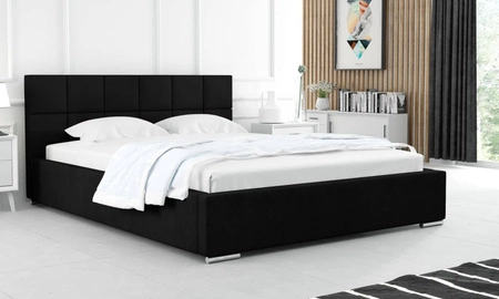 Čalouněná postel Costa 140x200 černá stylová postel s úložným prostorem na lůžkoviny pohodlný podhlavník zaujme elegantním designem