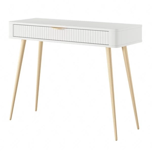 Bílá konzola Lante se zásuvkou stylový a funkční toaletní stolek zakřivený tvar rýhované přední hrany úchyty