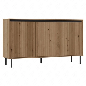 Komoda Osaka 149 cm dub evoke / černá minimalistický design dokonalý návrh pro obývací pokoj a ložnici komoda vkusné drážkované čelo