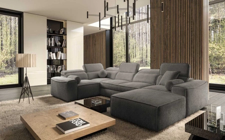 Rozkládací pohovka Viano IV šedá pravostranná designová rohová pohovka s funkcí spaní, ideální pro moderní bydlení