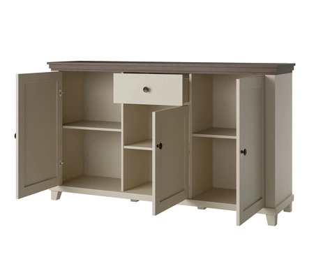 Komoda Evora 160 cm béžová / dub dunin funkční ideální pro moderní klasické a skandinávské interiéry