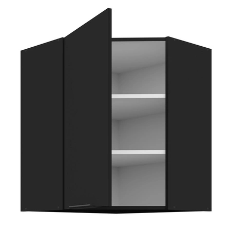 Rohová kuchyňská sestava nábytku Černá 310x250 cm kovové hrany úchytek skříňky vypadají skvěle v moderních interiérech