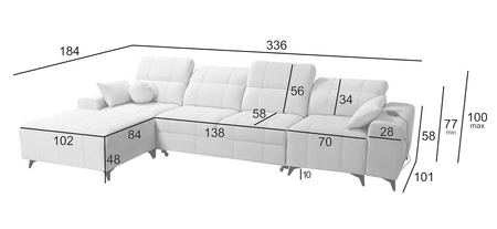 Rohová sedací souprava s funkcí spaní Penejos XII losos levá stylová rohová sedací souprava s kontejnery na lůžkoviny pohodlné nastavitelné opěrky hlavy