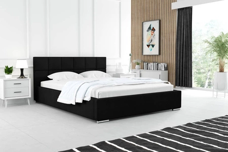 Čalouněná postel Costa 140x200 černá stylová postel s úložným prostorem na lůžkoviny pohodlný podhlavník zaujme elegantním designem