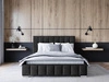 Čalouněná postel Insam 140x200 černá stylová postel s úložným prostorem na lůžkoviny pohodlný podhlavník zaujme svým elegantním designem