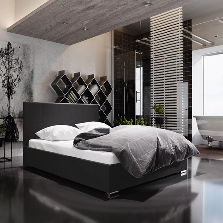 Čalouněná postel Lugo 140x200 černá s čelem v moderním stylu ideální do ložnice