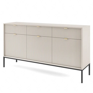 Zásuvková komoda Lovro 154 cm béžová Moderní design potěší milovníky osobitých interiérů