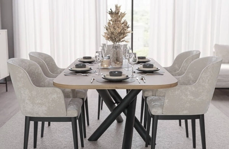 Lyon stůl 90x185 cm řemeslný dub / černý stylový jídelní stůl na designových pavoučích nohách výškově nastavitelný