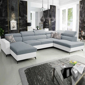 Rohová sedací souprava s funkcí spaní Savona VI arctic blue / white levá pohodlná rohová sedací souprava do obývacího pokoje se dvěma nádobami na lůžkoviny