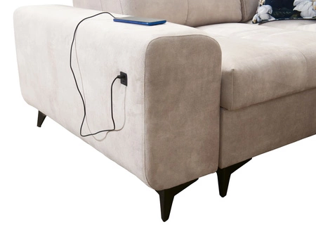 Rohová sedací souprava s funkcí spaní Buffalo XI šedý jasan pravá rohová sedací souprava se třemi přihrádkami na lůžkoviny velurová tkanina