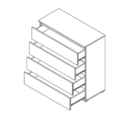 Komoda Simple 92 cm pudrově růžová funkční nábytek do dívčího pokoje jednoduchý design