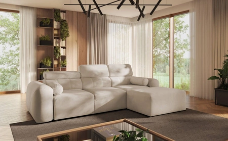 Cantare rohová pohovka s funkcí spaní béžová pravá strana funkční a pohodlná rohová pohovka s moderním designem plyšová látka