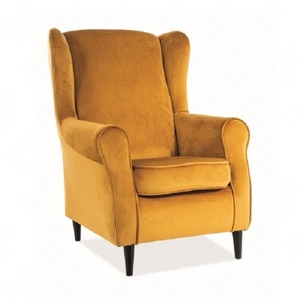 Křeslo Ushak Baron žlutý stylová a pohodlná moderní tkanina odolná proti roztažení a poškrábání