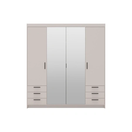 Šatní skříň Rene 176 cm bez písku stylový design ABS povrchová úprava okrajů šatní skříň se zrcadlem do ložnice nebo šatny prostorné zásuvky