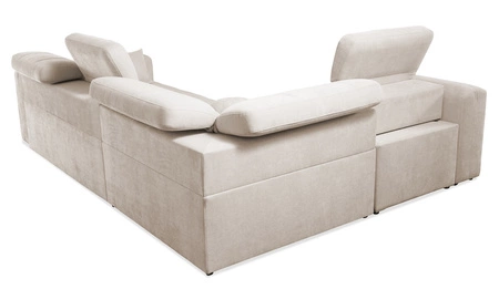 Rohová sedací souprava s funkcí spaní Cetara II hnědá levá strana stylový design posuvné opěrky zad nastavitelné opěrky hlavy a nádoba na lůžkoviny