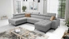 Rohová sedací souprava s funkcí spaní Bolmso VI šedá pravá pohodlná rohová sedací souprava s nastavitelnými opěrkami hlavy dekorativní prošívání na sedáku