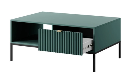 Konferenční stolek Lovro pastelově zelený se zásuvkami moderní design deska odolná proti polití