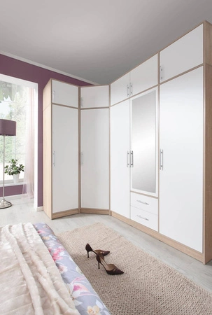 Zrcadlová skříňka Caspe 150 cm světlý dub sonoma / bílá moderní design povrchová úprava ABS a hliníkové úchytky