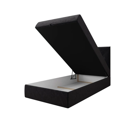 Kontinentální postel Arvada 90x200 grafit v moderním skandinávském stylu s čalouněným čelem postel s úložným boxem