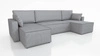 Rohová sedací souprava s funkcí spaní Rebenes U světle šedá univerzální rohová sedací souprava trojrozměrná látka s výraznými pruhy nádoba na lůžkoviny