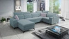Rozkládací pohovka Kelly Sleek IV Arktická modrá levá rohová rozkládací pohovka s koši na lůžkoviny tkaná látka