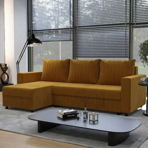 Rohová sedací souprava s funkcí spaní Pasco honey levá klasická rohová sedací souprava, která se hodí do každého interiéru dekorativní prošívání