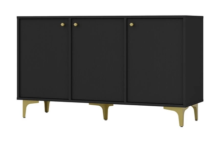 Kioto I 125 cm černá grafitová minimalistická forma ideální komoda do ložnice, obývacího pokoje nebo pokoje teenagera zlaté doplňky