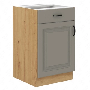 Stojatá kuchyňská skříňka se zásuvkou a policí Delos 50 D 1F 1S BB skříň odolná proti páře vysoké teplotě a rozlité kapalině