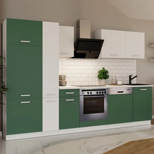 Kuchyňská sestava nábytku s pracovní deskou Toni 300 cm bílá / pastelově zelená nábytek vypadá skvěle v moderních interiérech