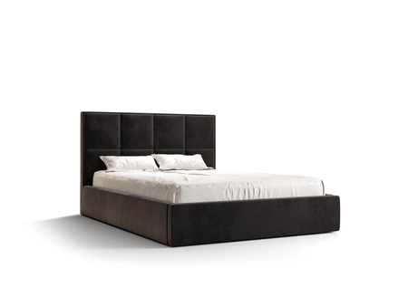 Čalouněná postel Aresa 180x200 s úložným boxem grafitová v moderním skandinávském stylu s pohodlnou opěrkou hlavy