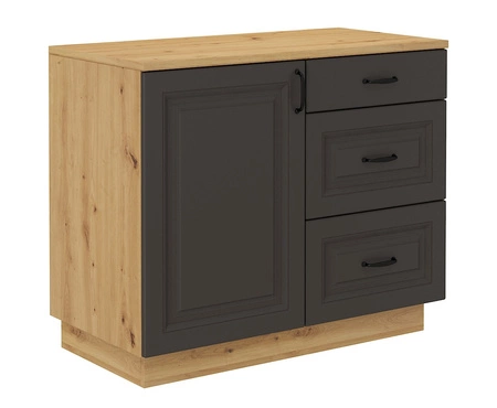 Příborník Style 100 cm dub artisan / šedý grafit klasický design bezpečnostní tvrzené sklo stylová frézovaná čela prostorné zásuvky