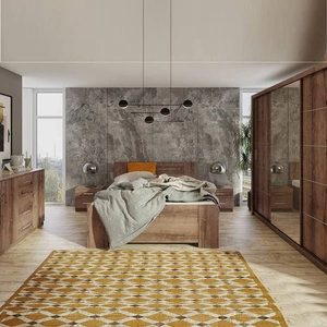 Ložnicová sestava nábytku Rico dub monastery nadčasový design ložnicová sestava nábytku prostorná posuvná skříň se zrcadlem