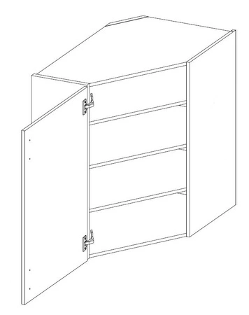 Závěsná rohová kuchyňská skříňka Snow 60x60 GN-90 1F skříň odolná proti páře vysoké teplotě a rozlité kapalině