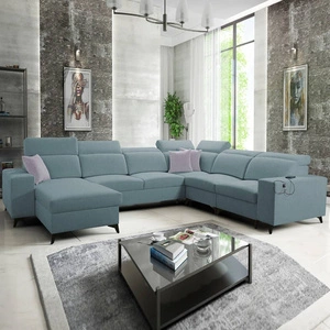 Kelly Sleek VIII roh na spaní Arktická modrá levá strana stylové rohové sedačky do obývacího pokoje poskytuje pohodlí při relaxaci