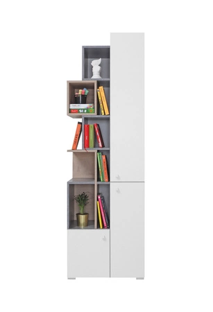 Nábytková sestava Epsilon beton / bílá / dub ideální do dětského nebo mládežnického pokoje v módním stylu