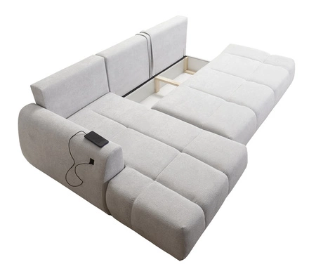 Rohová rozkládací pohovka s funkcí spaní Gentle olive levá strana stylový design rohová rozkládací pohovka charakteristická svým zaobleným tvarem