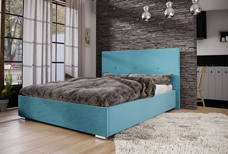 Modrá čalouněná postel Burgos 140x200 s moderním čelem ideální do ložnice