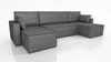Rohová sedací souprava s funkcí spaní Rebenes U šedá univerzální rohová sedací souprava trojrozměrná látka s výraznými pruhy nádoba na lůžkoviny