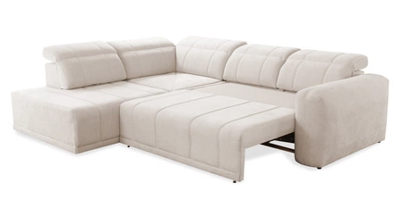 Rohová sedací souprava s funkcí spaní Cetara VII krémová levá vysoce kvalitní rohová sedací souprava do obývacího pokoje s pohodlným posuvným opěradlem