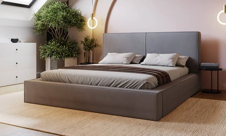 Čalouněná postel Belli 160x200 šedá stylová postel s úložným prostorem na lůžkoviny pohodlný podhlavník zaujme svým elegantním designem