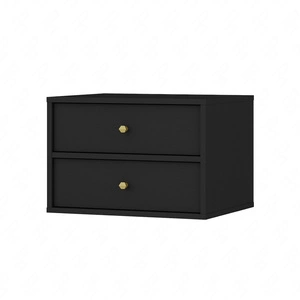 Závěsný noční stolek Kioto IV black graphite se zásuvkami ideální skříňka do ložnice s jemnou povrchovou úpravou kovové zlaté úchytky