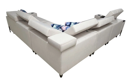 Rohová rozkládací pohovka s funkcí spaní Belvi IV šedá levá elegantní a stylová rohová rozkládací pohovka do obývacího pokoje praktický úložný prostor na boku