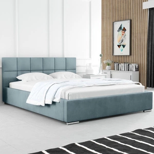 Čalouněná postel Costa 160x200 modrá stylová postel s úložným prostorem na lůžkoviny pohodlný podhlavník zaujme svým elegantním designem