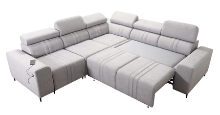 Rohová sedací souprava s funkcí spaní Castel III grafitová levá rohová sedací souprava se dvěma kontejnery na lůžkoviny s nastavitelnými opěrkami hlavy